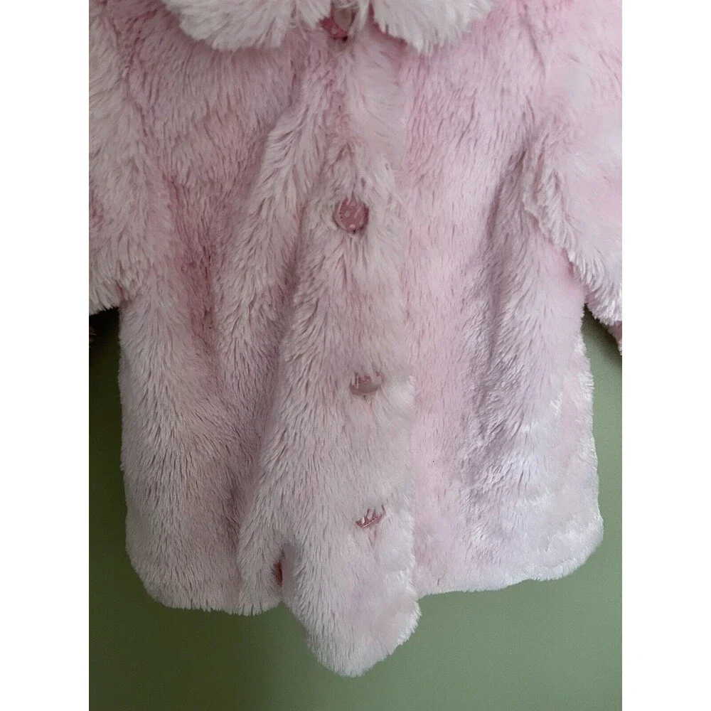 CachCach Toddler Girls Faux Fur Coat Pink Button Up Size 2T